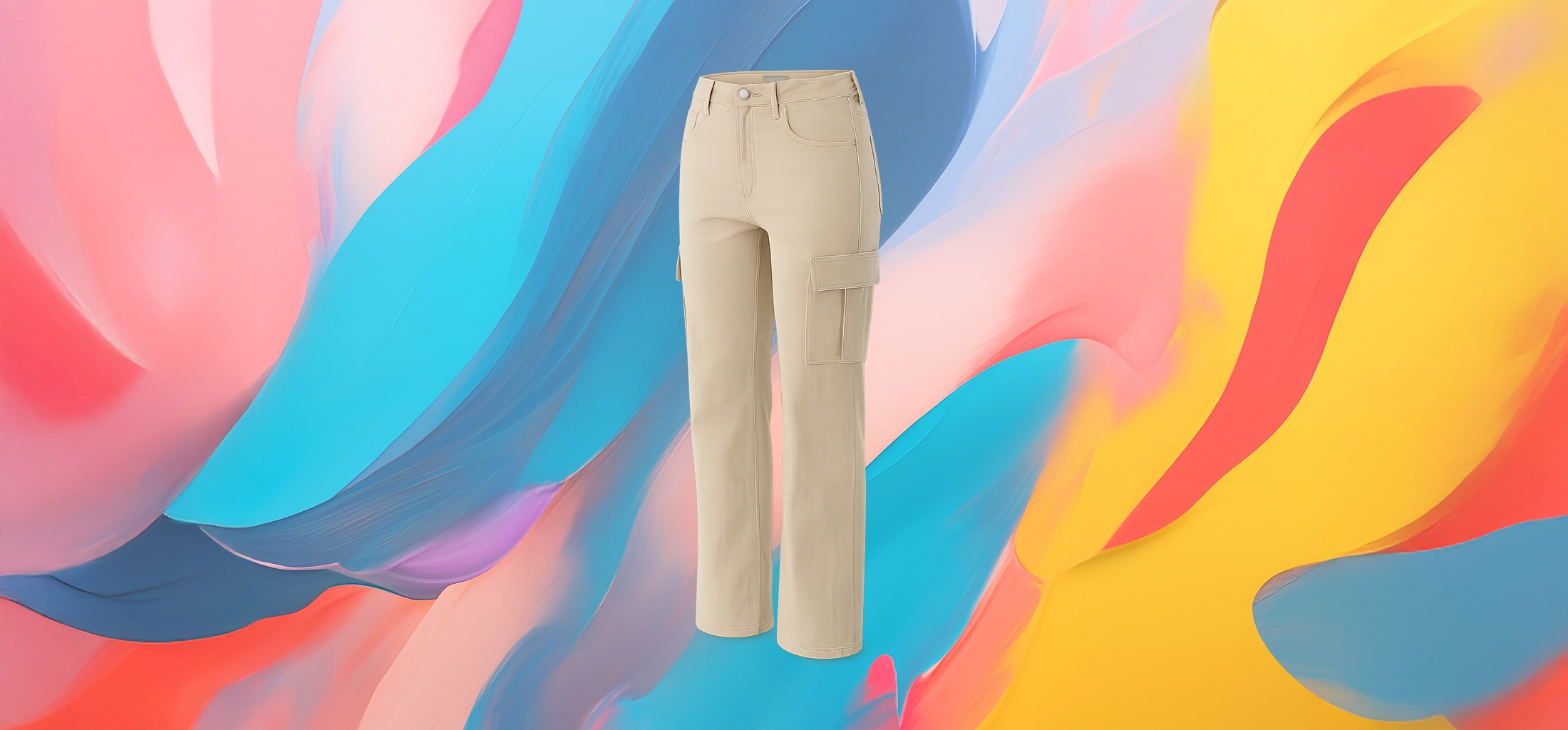 The 25x Beige High-Waisted Cargo Pants - Image 3