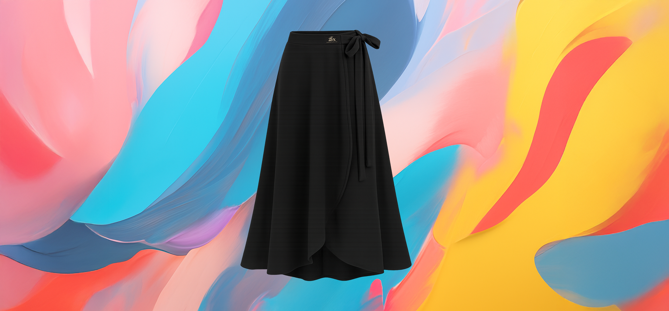 The 25x Black Casual Long Ruffle Skirt – High Waist with Bow - Image 2