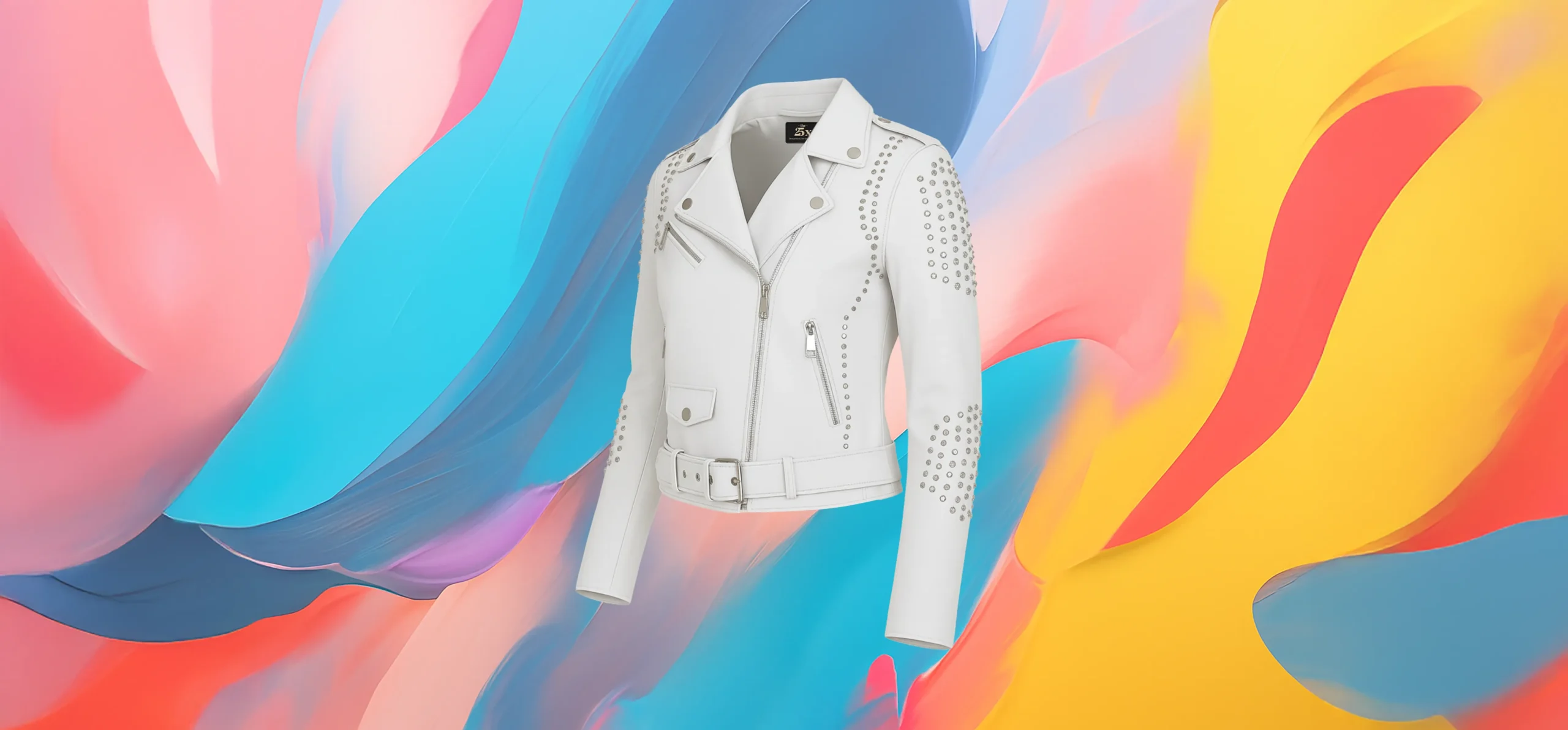 The 25 X Nova White Biker Jacket - Image 3