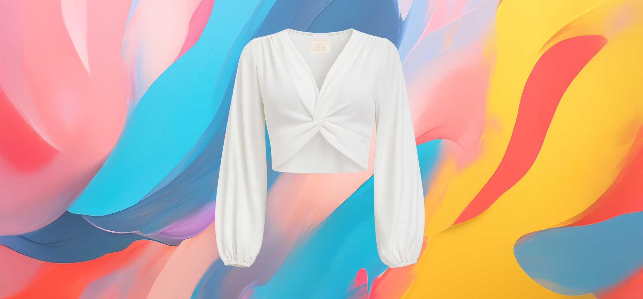 The25x – White Puff Sleeve Cross Front Crop Top