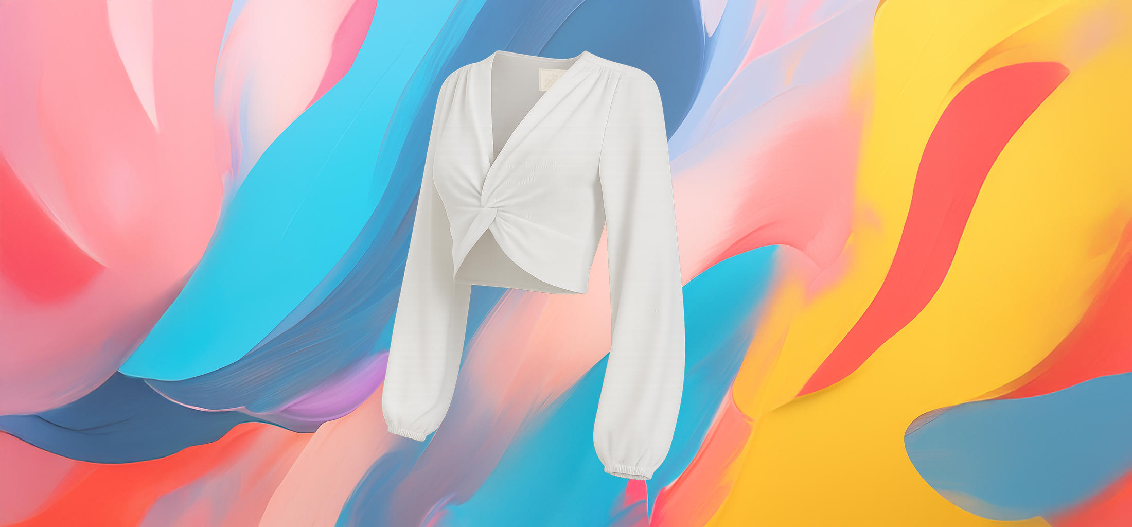 The25x – White Puff Sleeve Cross Front Crop Top - Image 4
