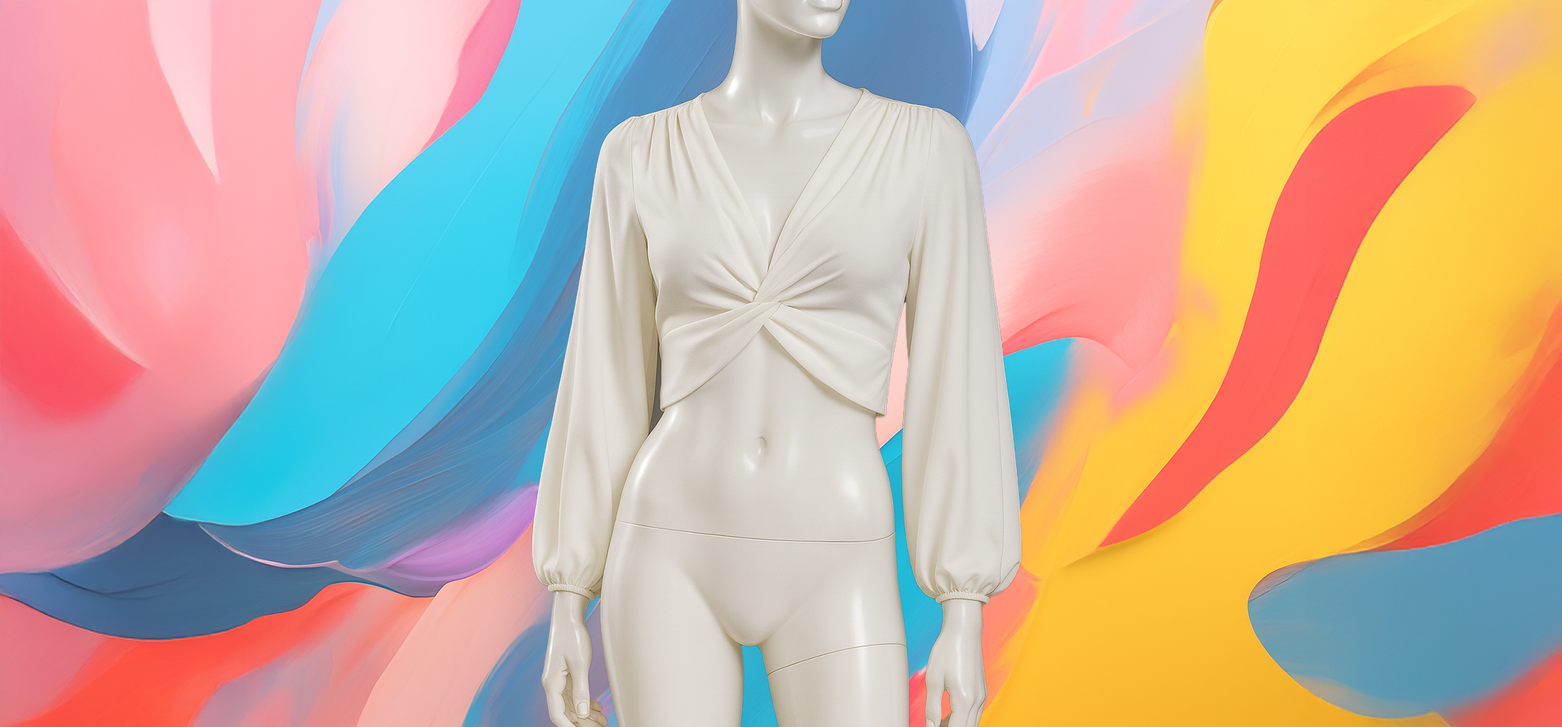 The25x – White Puff Sleeve Cross Front Crop Top - Image 5