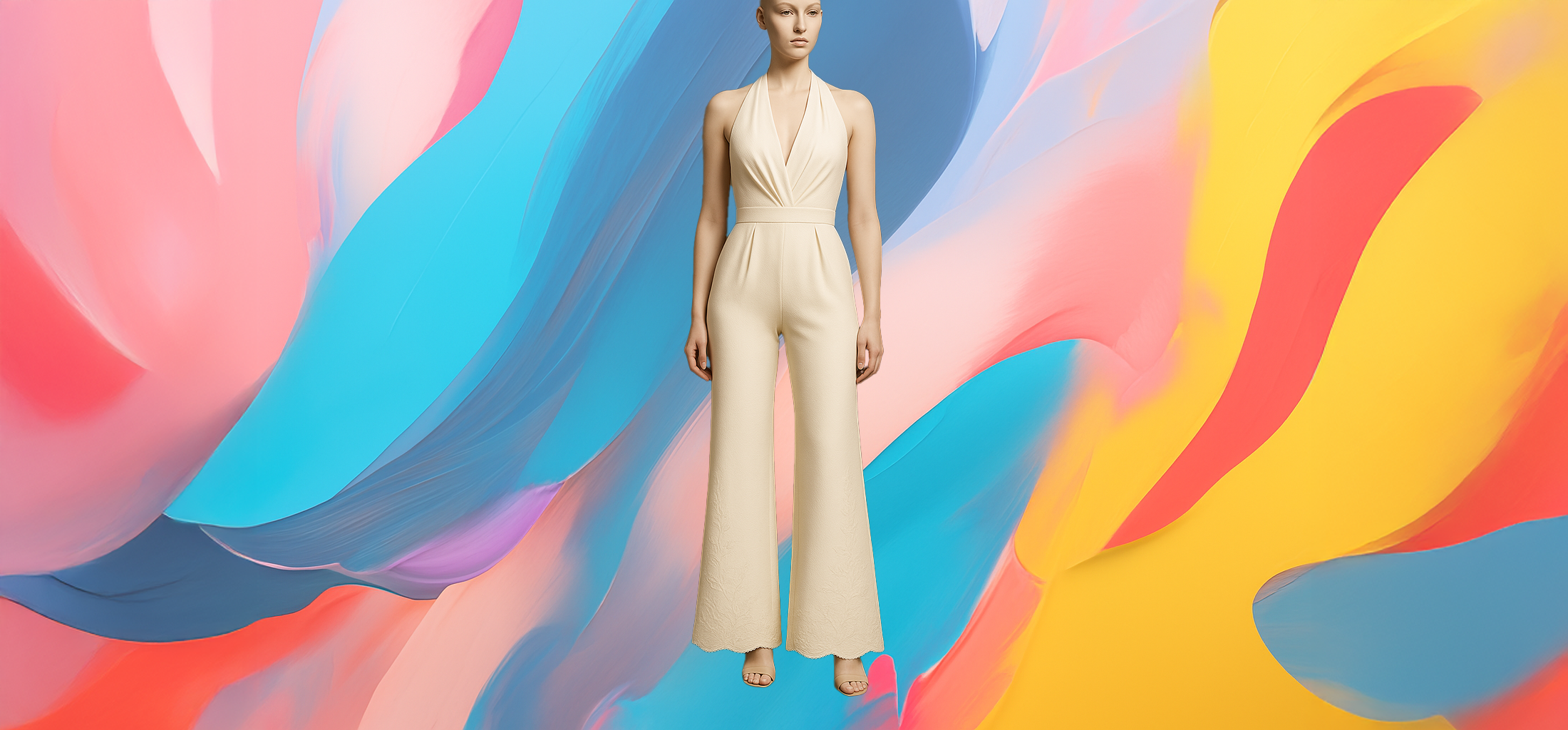 The25x – Women’s White Halter Backless Jumpsuit - Image 5