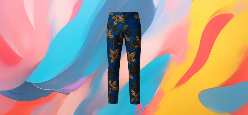 The 25 X Blue Pants Golden Floral