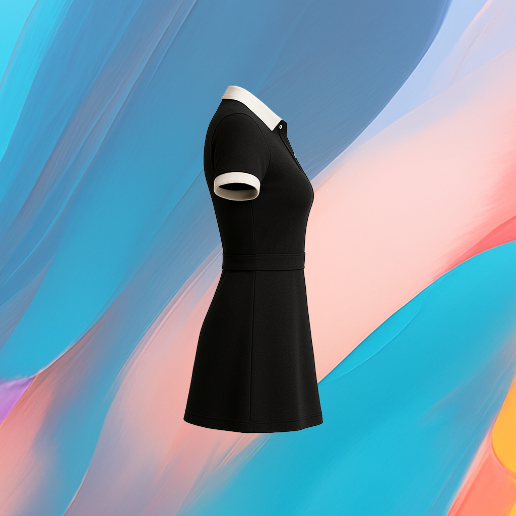 The25x Black Contrast Collar Polo Dress - Image 3