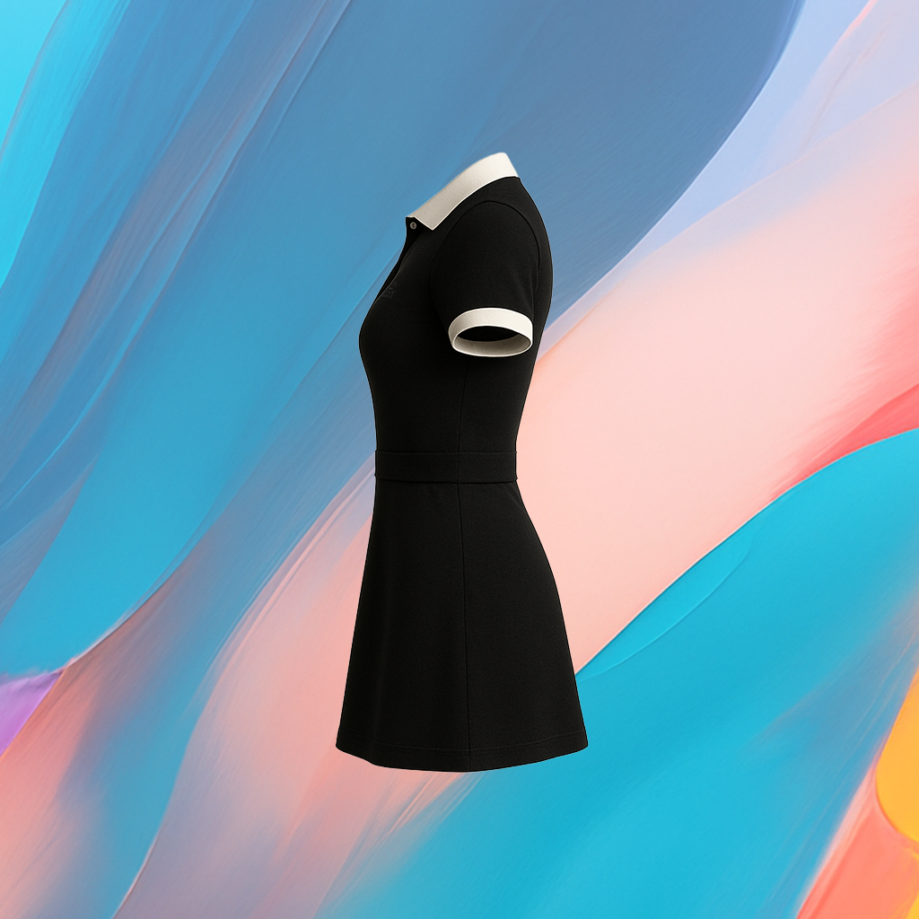 The25x Black Contrast Collar Polo Dress - Image 2