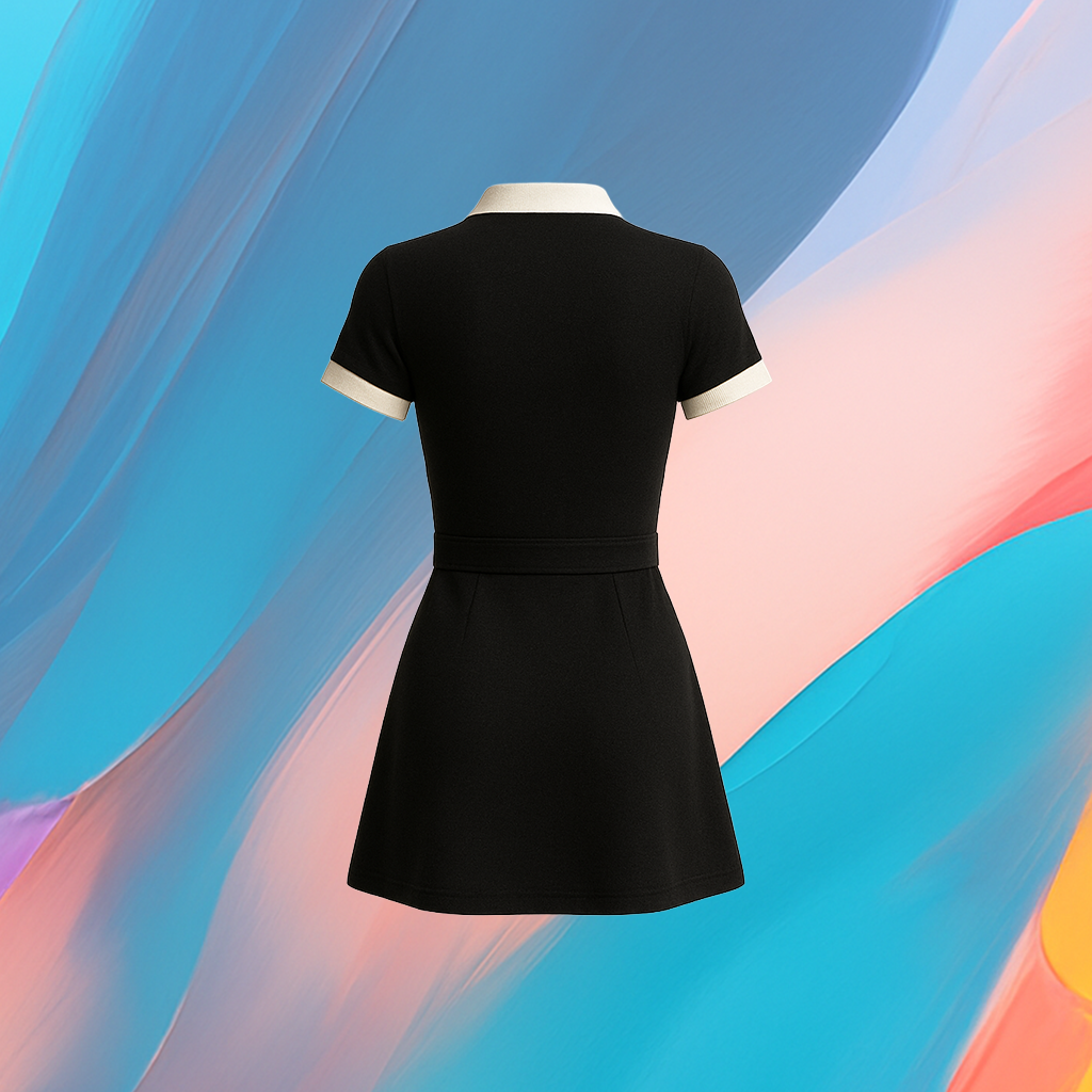 The25x Black Contrast Collar Polo Dress - Image 4