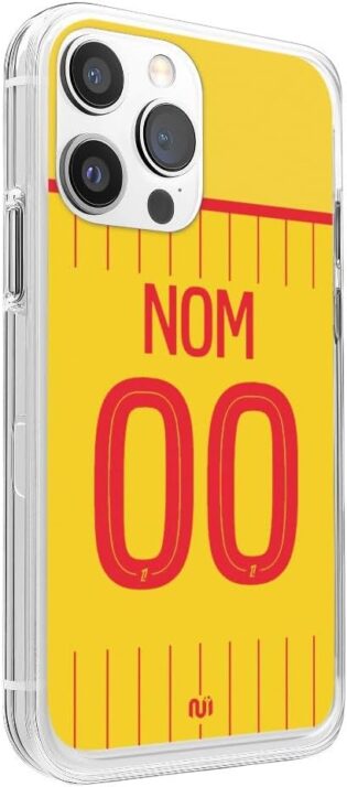 51691UyAikL._AC_SL1000_.jpg CS Coque de Foot RC Lens Domicile 2025-2026 Personnalisable - Maillot Personnalisé avec Nom et Numéro - Protection Antichoc en Silicone Compatible avec iPhone 12 - Design Sang et Or