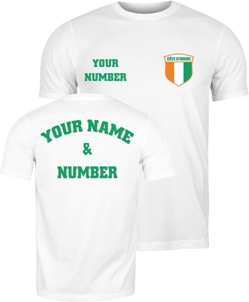 T Shirt pour Hommes Personnalisé | Maillot de Foot Côte D'Ivoire 2026 | Cadeau Football Home