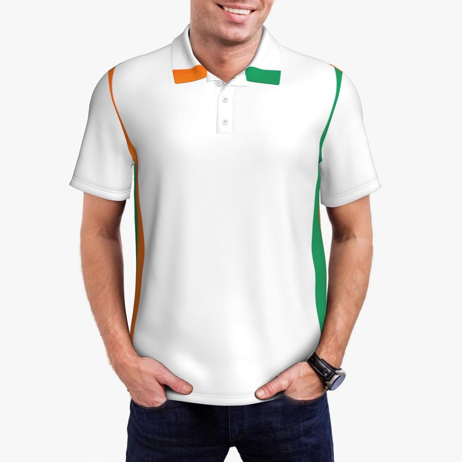 Polo à manches courtes pour homme Motif drapeau de la Côte d'Ivoire - Image 2
