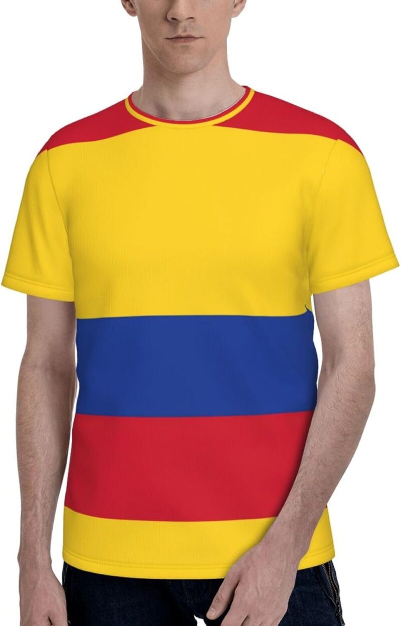 Drapeau de la Colombie - Coupe moderne - T-shirt pour homme - Confortable - Col rond - Manches courtes - Vêtements de voyage doux