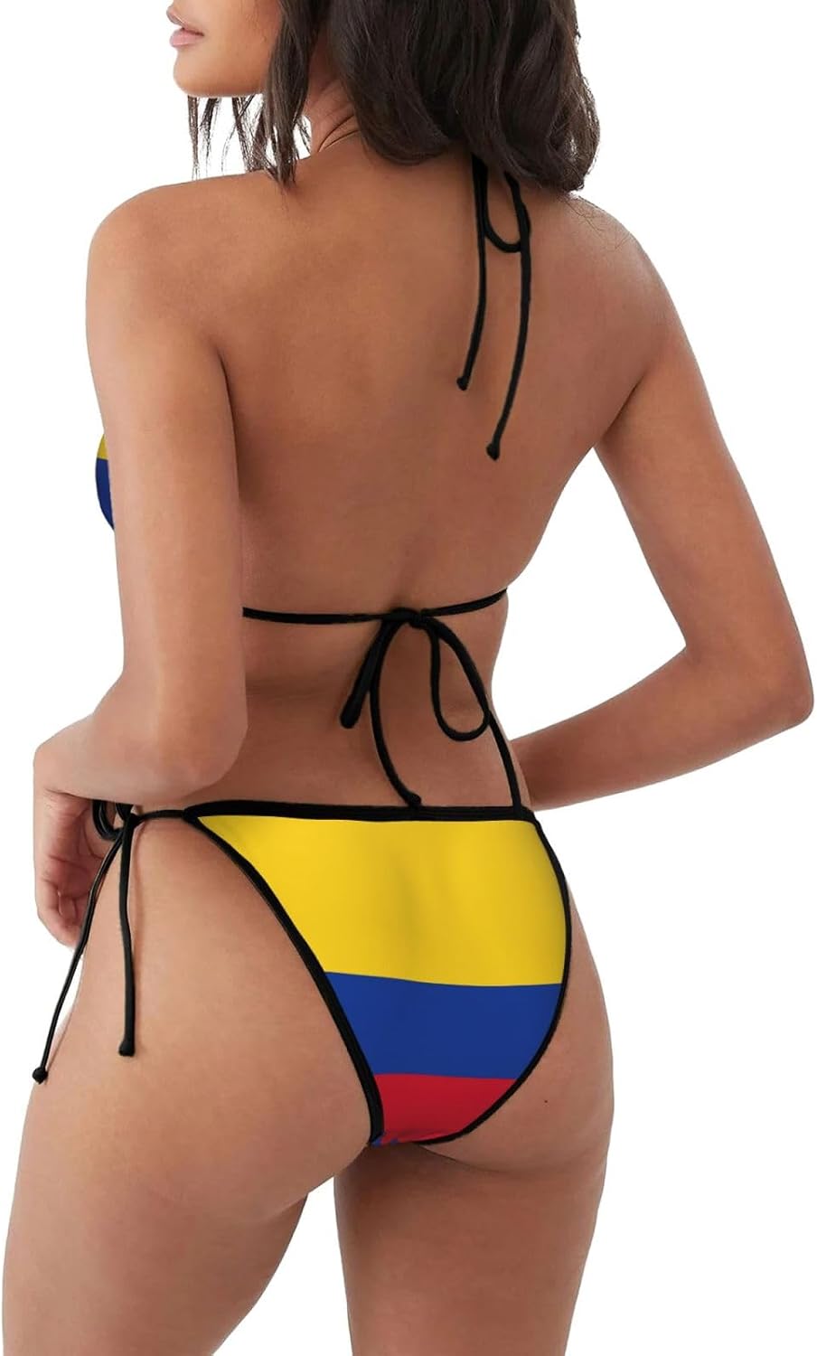 Maillot de bain 2 pièces motif drapeau de la Colombie - Taille haute - Texturé - Pour l'été, la plage, la natation - Image 2