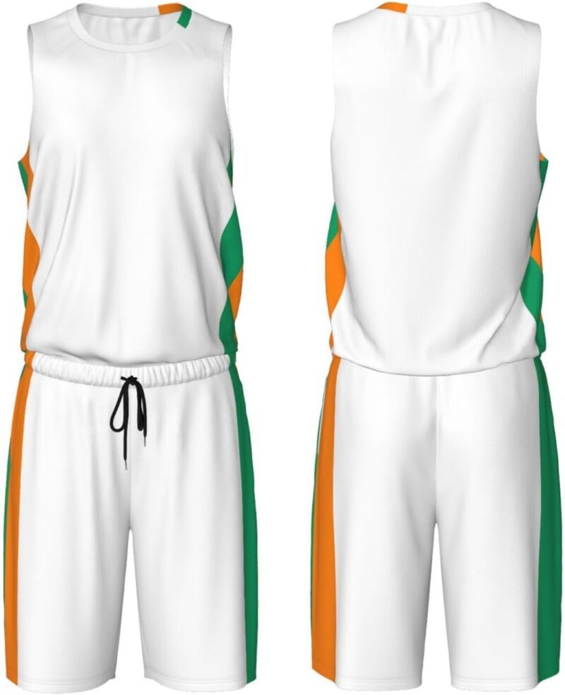 Uniforme de basket-ball pour homme - Imprimé drapeau de la Côte d'Ivoire - Maillot de basket-ball à séchage rapide - Pour sports et entraînements d'équipe