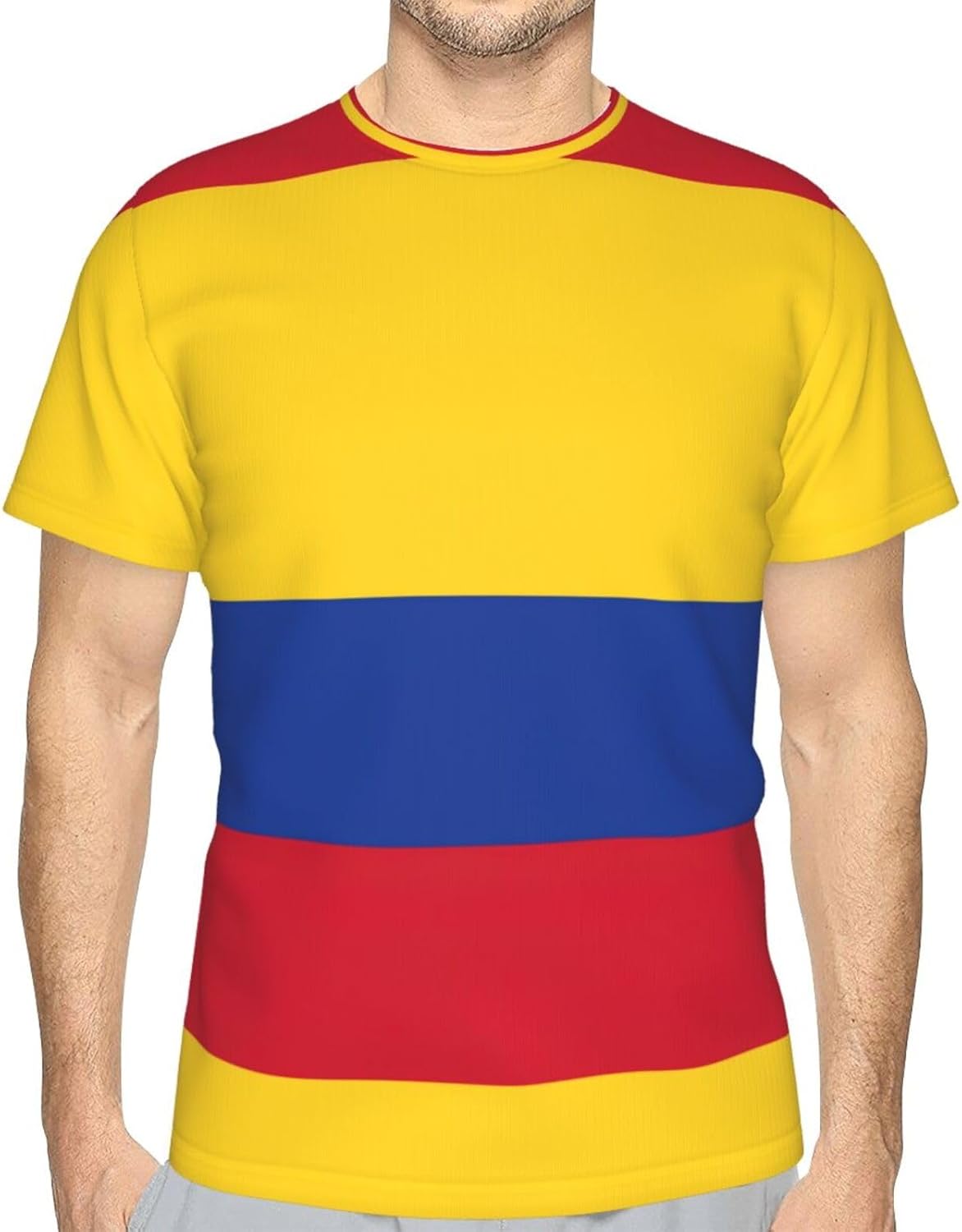 Drapeau de la Colombie - Coupe moderne - T-shirt pour homme - Confortable - Col rond - Manches courtes - Vêtements de voyage doux - Image 2