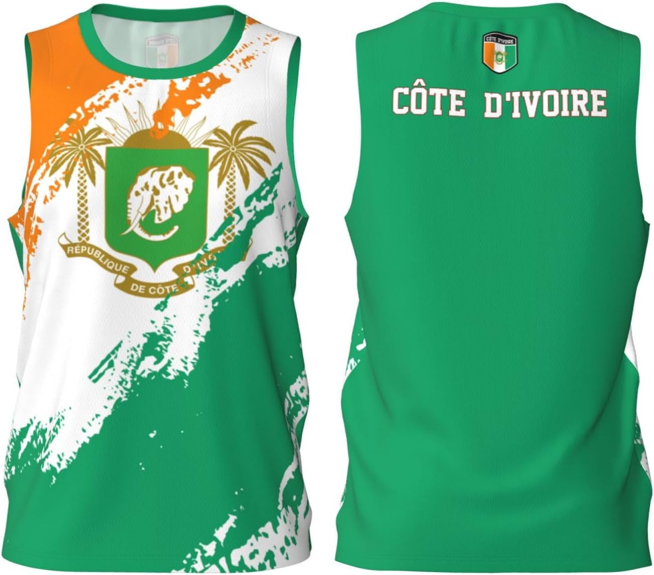 Maillot de basket-ball couleur drapeau de la Côte d'Ivoire Team Up Sports 3D Full Print Design Jerseys