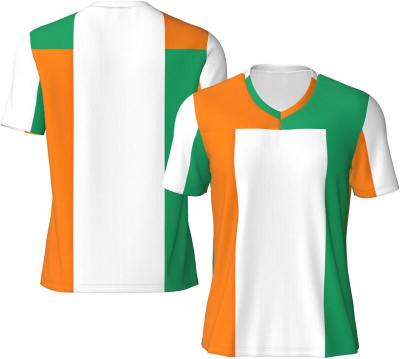 Flag of Cote D'Ivoire Maillot de Football Athlétique Homme Respirant Séchage Rapide Vêtements de Sport pour les Matches d'entraînement de Printemps