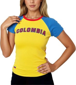 711W7uSHSL._AC_SL1500_.jpg Generisch T-shirt pour femme Coupe du monde de football Colombie Impression graphique Y2K Haut maillot de football pour fans Hauts d'été Chemise à manches courtes T-shirt tendance Streetwear Hauts de