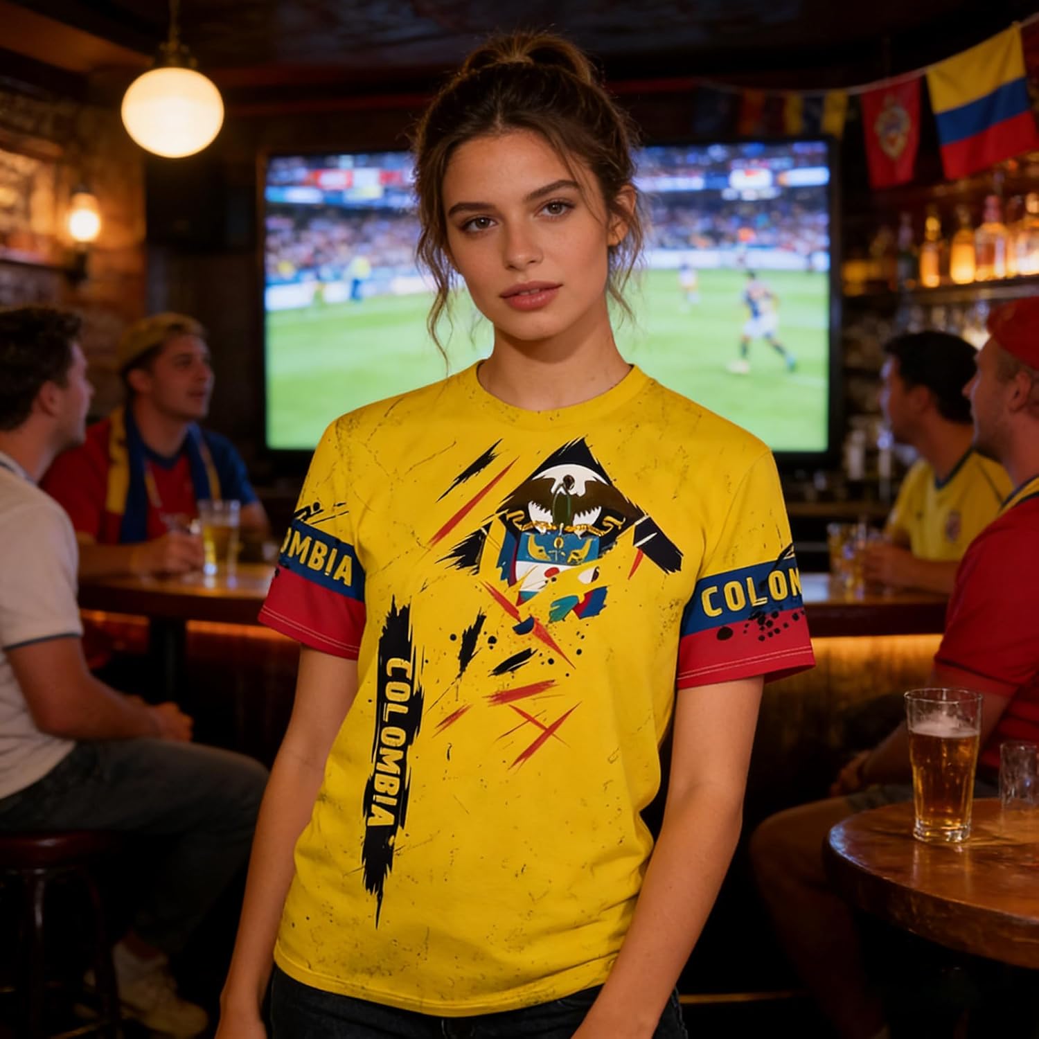 T-shirt de football Colombie 2026 - Motif drapeau national - Impression 3D - Respirant - Séchage rapide - Décontracté - Pour homme, femme, adolescent et enfant - Image 3