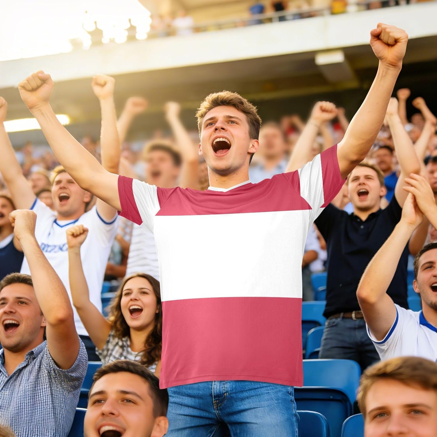 Maillot de football en tissu extensible pour fans de sport, coupe classique, évacuation de l'humidité, pour toutes les morphologies - Image 2