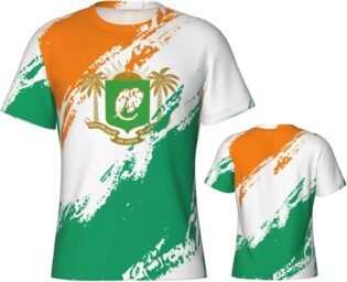 71SW1CKieL._AC_SL1500_.jpg Drapeau De La Côte D'Ivoire Sportswear T-Shirt De Sport Manches Courtes T-Shirt Respirant Tee Shirt pour Running Fitness Pêche