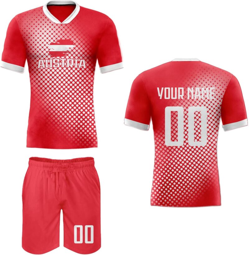 Ensemble maillot de football pour hommes, femmes, adolescents, enfants - Nom et numéro personnalisés - T-shirt de football - Cadeau pour les fans d'équipe nationale