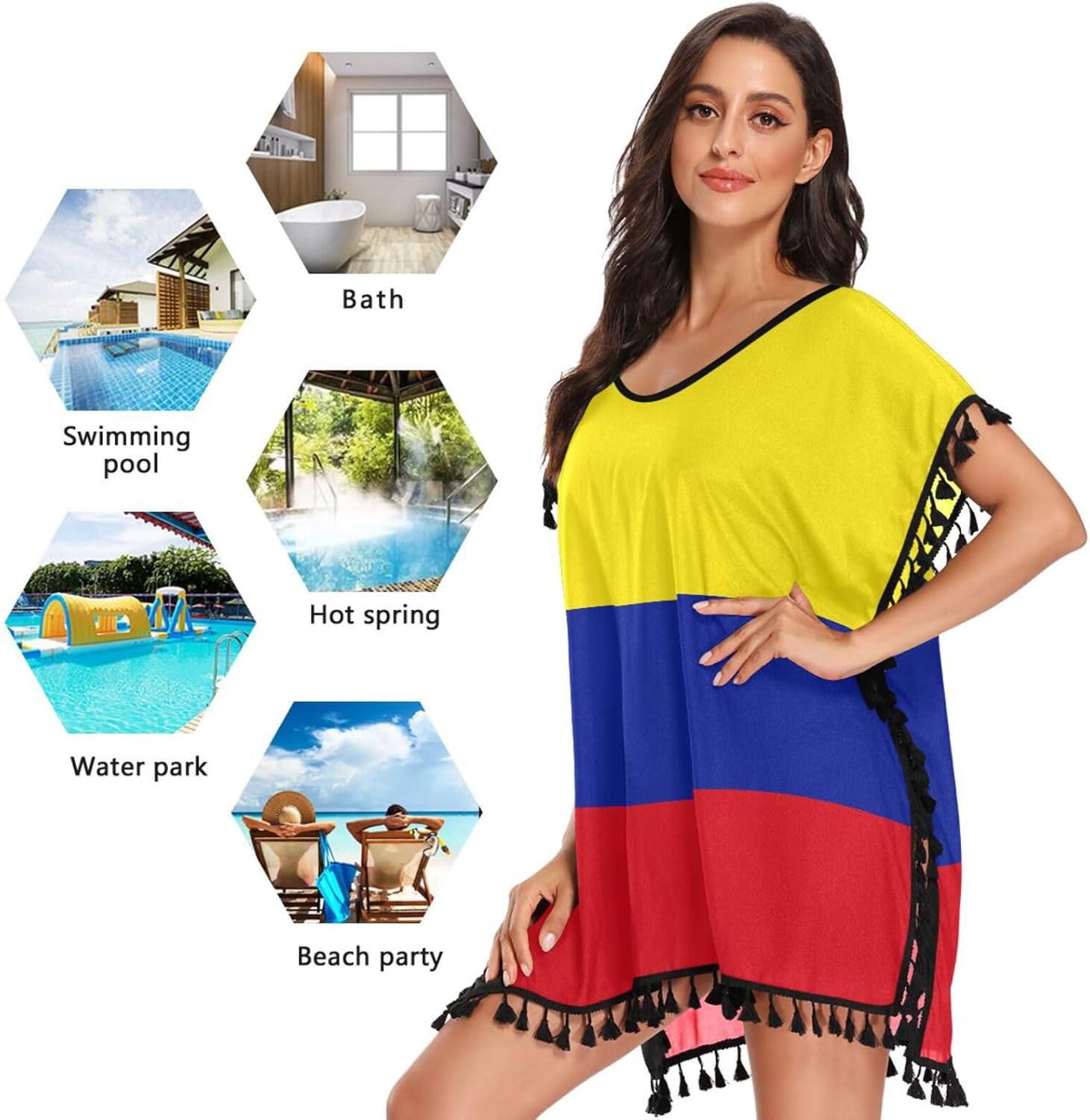 GuoChe Cache-maillot de bain avec drapeau national de la Colombie pour femme - Cache-maillot de bain - Drapeau national de la Colombie - Image 4