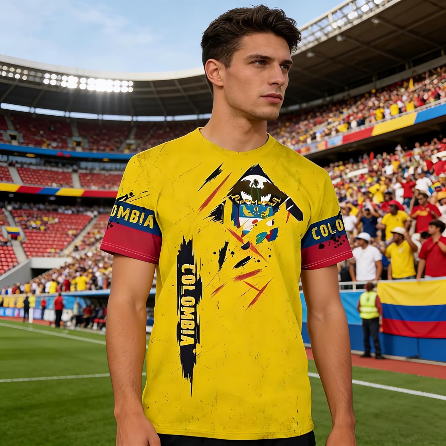 T-shirt de football Colombie 2026 - Motif drapeau national - Impression 3D - Respirant - Séchage rapide - Décontracté - Pour homme, femme, adolescent et enfant - Image 4