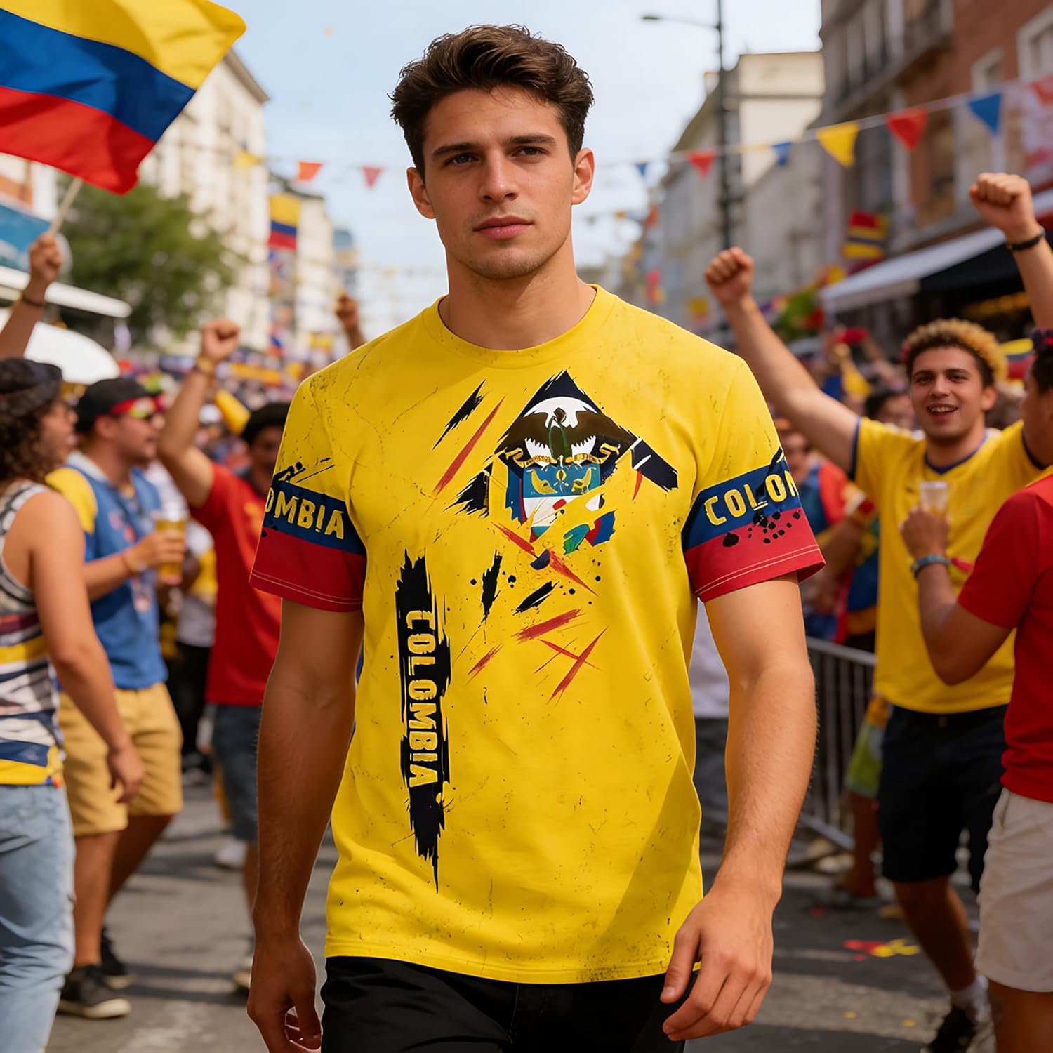 T-shirt de football Colombie 2026 - Motif drapeau national - Impression 3D - Respirant - Séchage rapide - Décontracté - Pour homme, femme, adolescent et enfant - Image 2