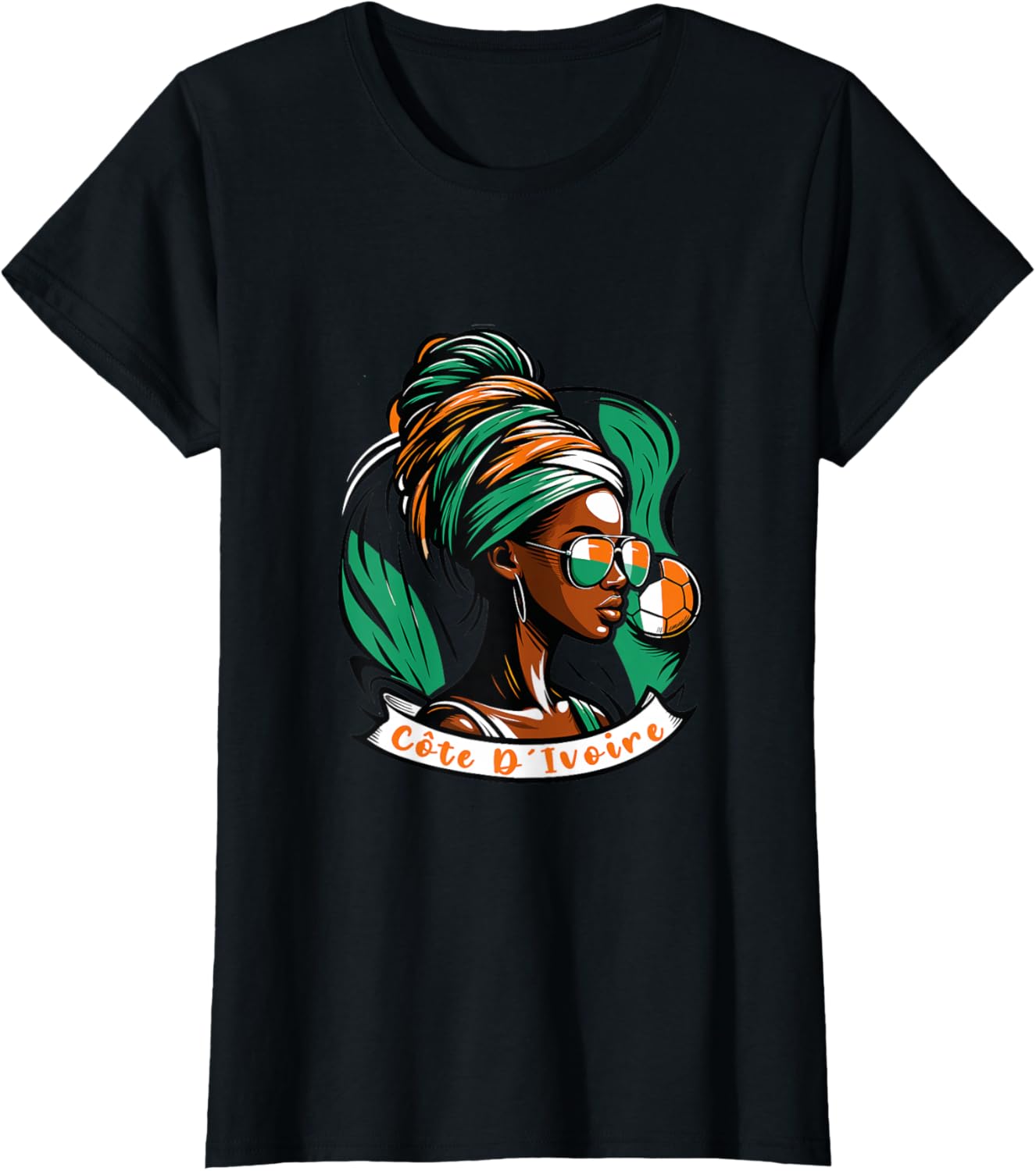 Femme Drapeau Côte d'Ivoire, Idée Cadeau Supporter Ivoirienne 2024 T-Shirt