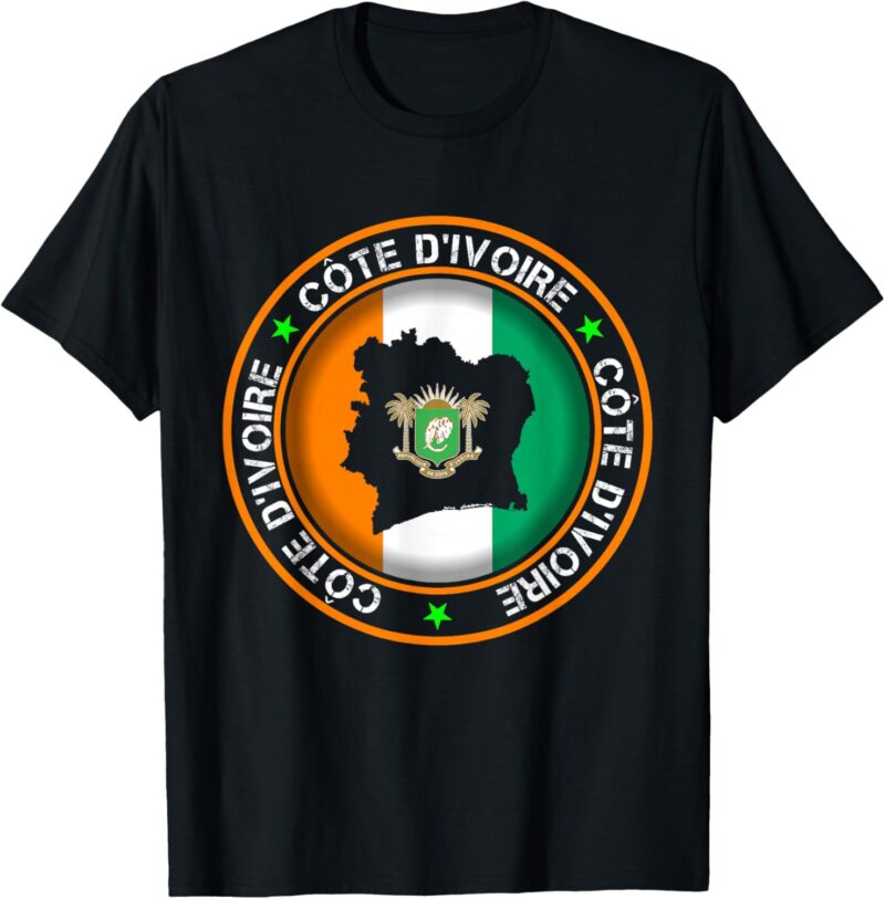 Drapeau de la Côte d'Ivoire, Côte d'Ivoire, carte de la Côte d'Ivoire. T-Shirt