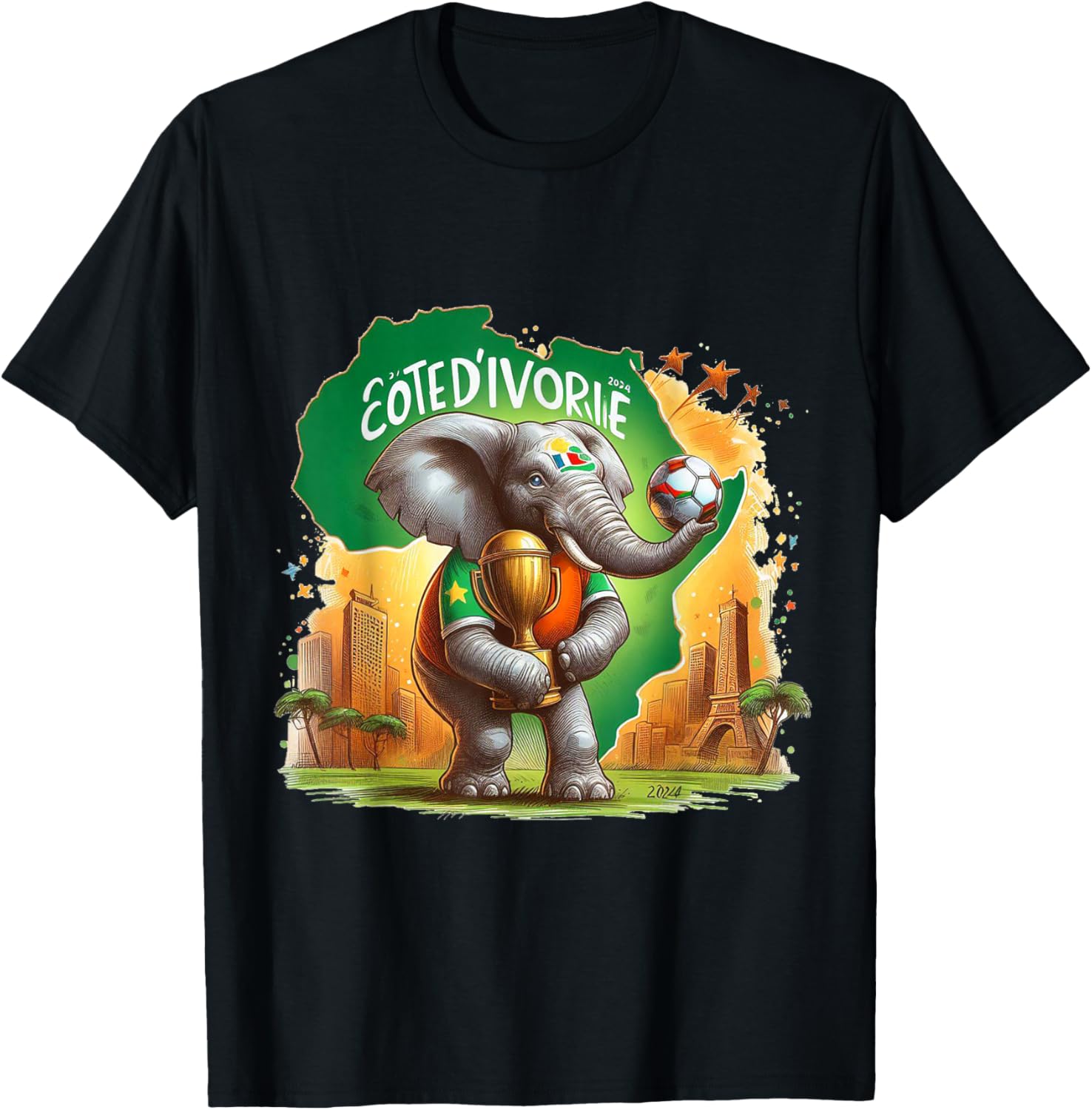 Côte D'ivoire Maillot Éléphant Ivoirien Supporter Football T-Shirt