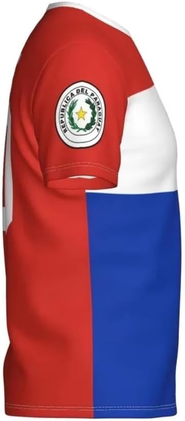 Drapeau du Paraguay Maillot de Football pour Homme Événements Sportifs Maillot de Sport T-Shirts à Manches Courtes Haut Tee Shirt Ete Respirant, Tops de Sport Fan pour Supporter de Match Foot - Image 4