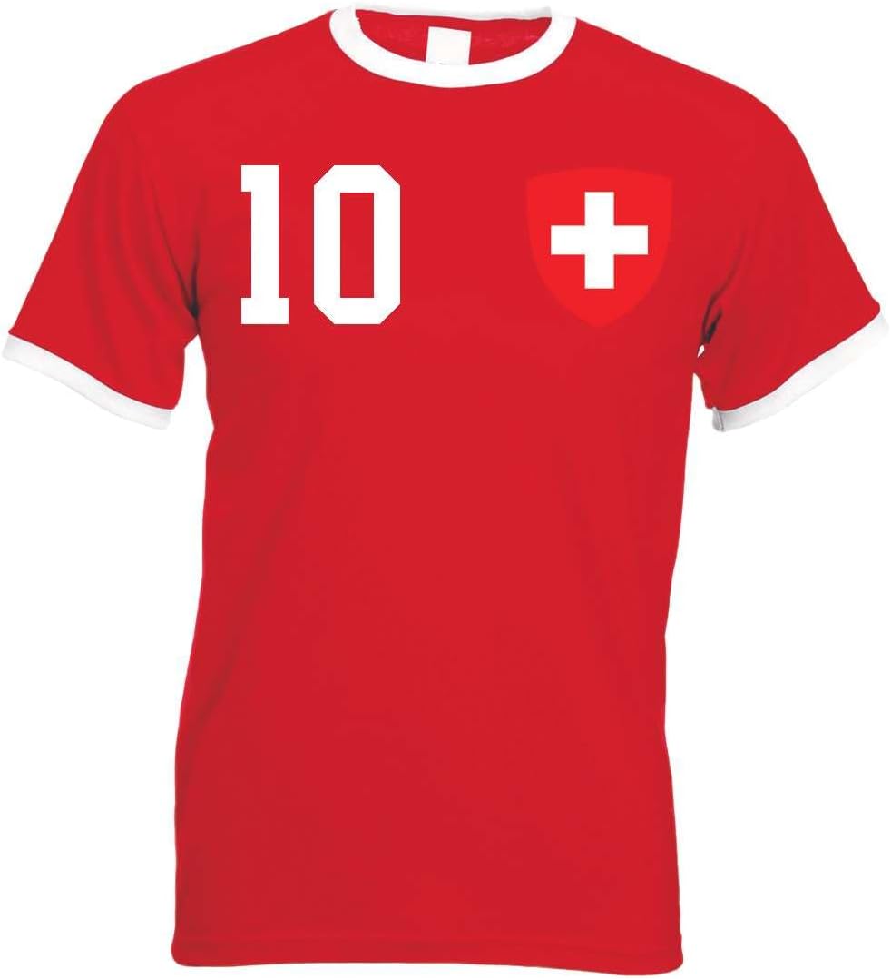 T-Shirt Homme Maillot de Football Suisse avec Nom et Numéro Personnalisés