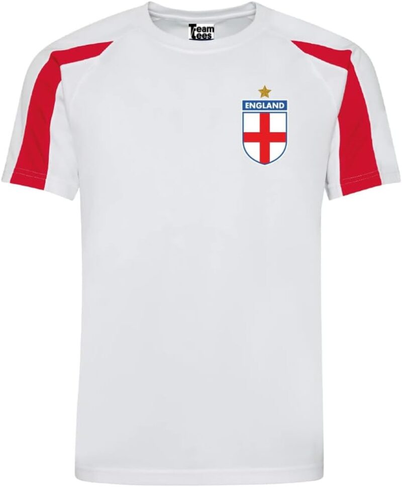 Team Tees England Tee Shirt Homme Personnalisé pour Les Amateurs de Ballon de Foot et de Maillot de Foot - Idéal pour Les Passionnés de Sport.