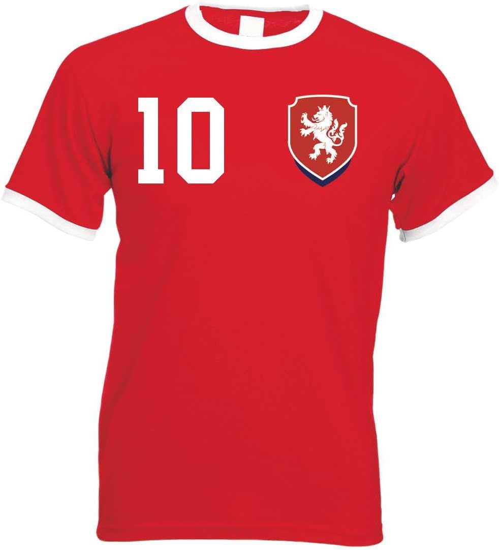 T-Shirt Homme Maillot de Football République tchèque avec Nom et Numéro Personnalisés