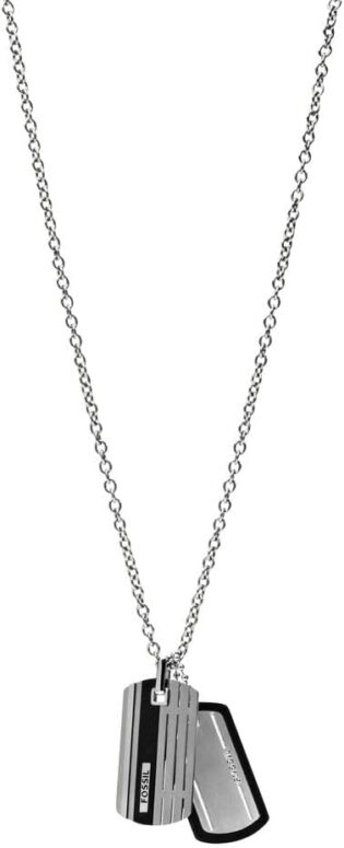 FOSSIL Collier Pour Homme Vintage Casual, L : 609.6mm + 50.8mm L : 14.2mm Collier En Acier Inoxydable Argenté, JF03996040