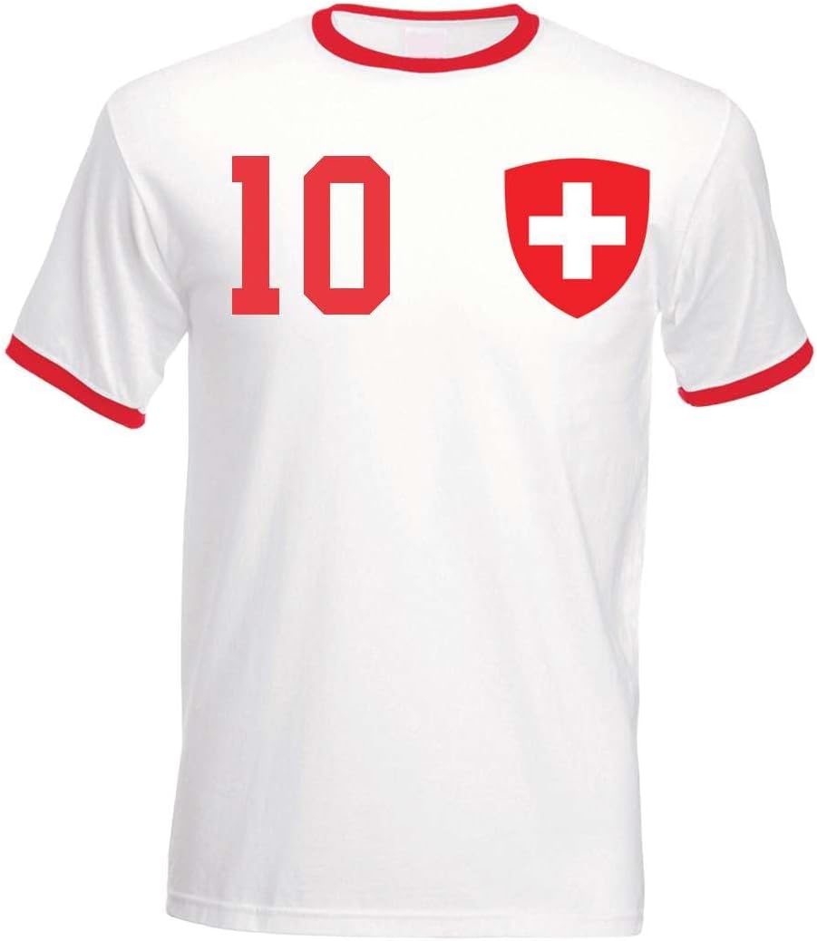 T-Shirt Homme Maillot de Football Suisse avec Nom et Numéro Personnalisés