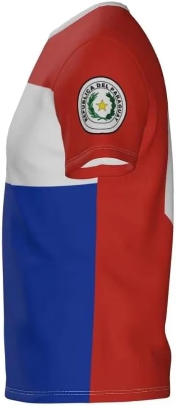 Drapeau du Paraguay Maillot de Football pour Homme Événements Sportifs Maillot de Sport T-Shirts à Manches Courtes Haut Tee Shirt Ete Respirant, Tops de Sport Fan pour Supporter de Match Foot - Image 3