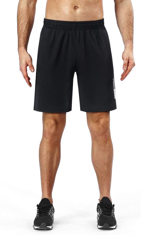 Short de sport pour homme - Short de jogging court - Séchage rapide - Avec poche - Pour le sport, le fitness, l'extérieur, l'été - Noir - Image 4