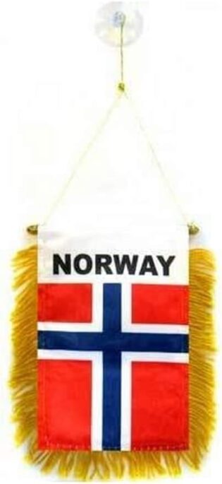 512mc4xLDvL._AC_SL1000_.jpg AZ FLAG - Fanion Norvège Pour Décoration Voiture Avec Ventouse et Franges Dorées - Mini Drapeau Norvégien - 13x10 cm