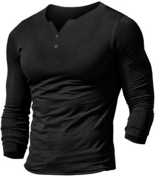 513xdzmXjcL._AC_SL1000_.jpg Hommes Décontractée Manche Courte Henleys T-Shirt Unique Bouton Patte de Boutonnage Cou uni Chemises en Coton