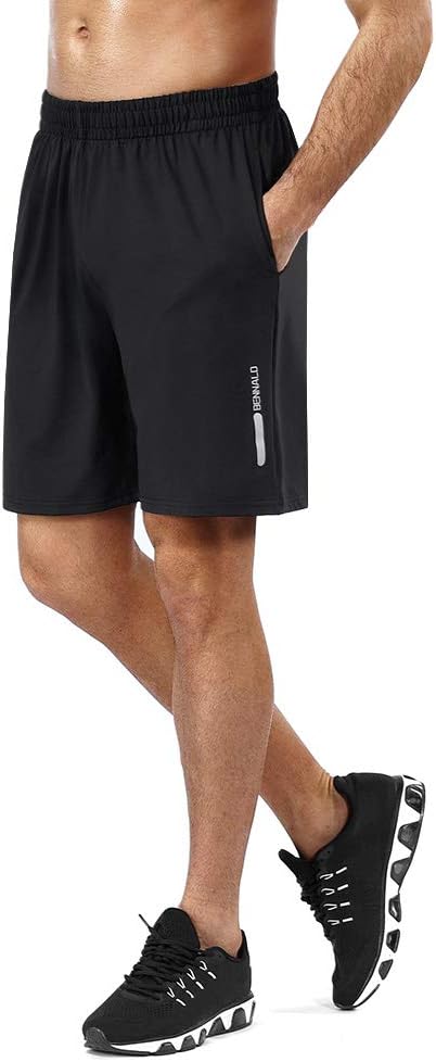 Short de sport pour homme - Short de jogging court - Séchage rapide - Avec poche - Pour le sport, le fitness, l'extérieur, l'été - Noir - Image 2