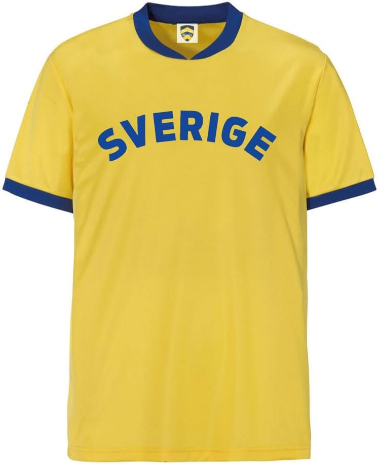 T-Shirt Fonctionnel Suède Jaune Bleu – T-Shirt Sport Respirant en Polyester, Style Maillot de Football, T-Shirt Supporter Suède, T-Shirt Entraînement Homme Femme