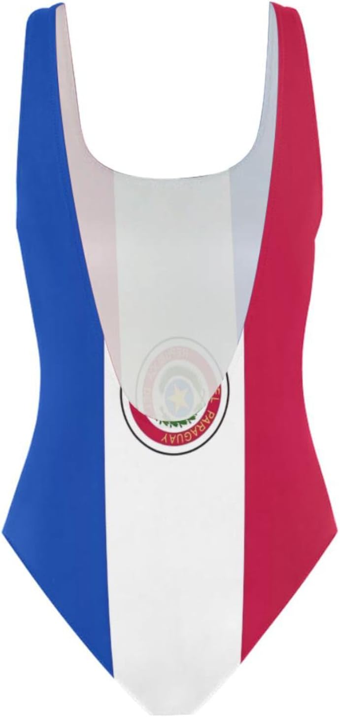 Maillot de bain 1 pièce rembourré à dos ouvert avec drapeau du Paraguay pour femme - Image 4