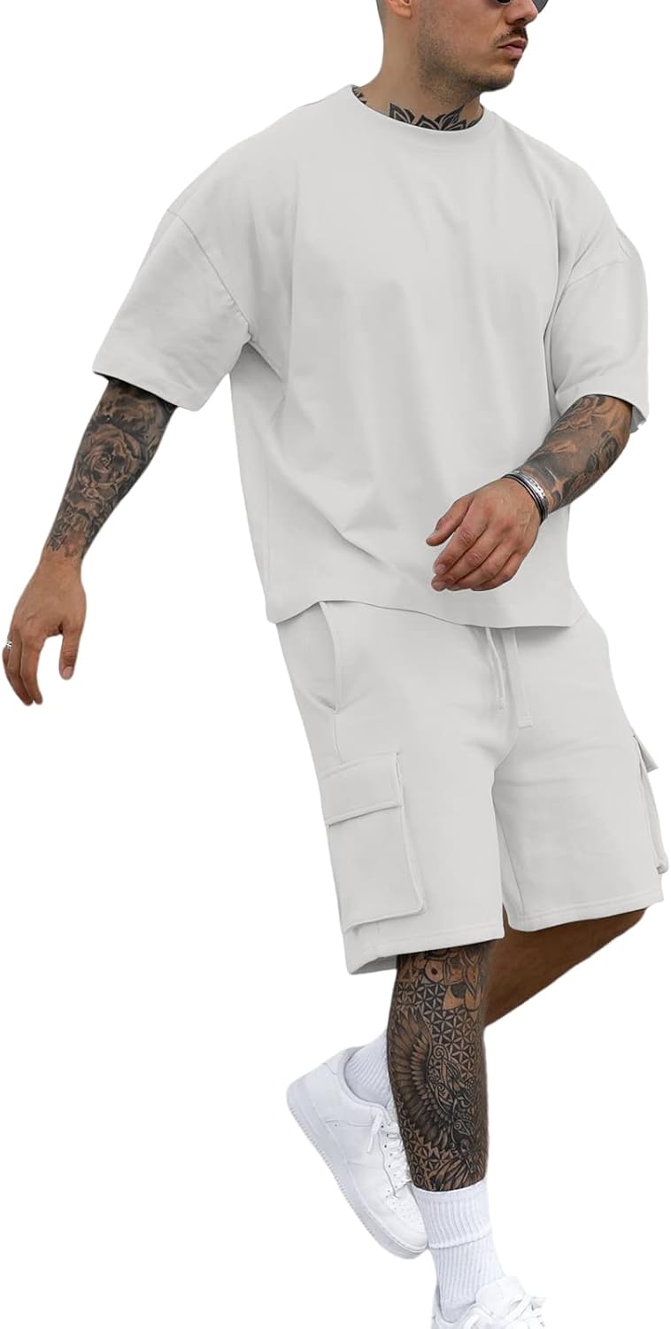Fastkoala Homme Ensemble Sets Ete Tenues Survêtement Vacances Plage Costumes 2 Pcs