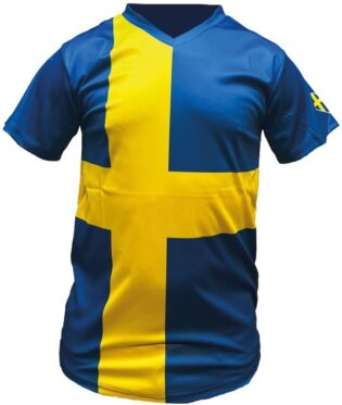 51VLomx6fDL._AC_SL1000_.jpg T-Shirt Drapeau Suède Homme – Maillot Sport Col V Suédois en Polyester Léger | Tee-Shirt Manche Courte Supporter pour Football, Événements et Été