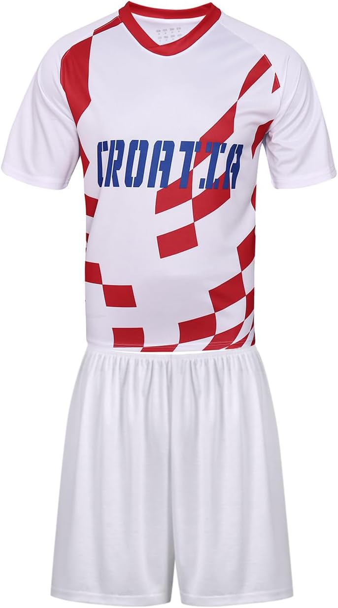 2026 Football Coupe Enfants T-Shirts & Shorts Ensemble Fans de Football Sport Casual Drapeau National Impression Garçons Filles Adolescent Séchage Rapide Jersey Maillot 100-170cm