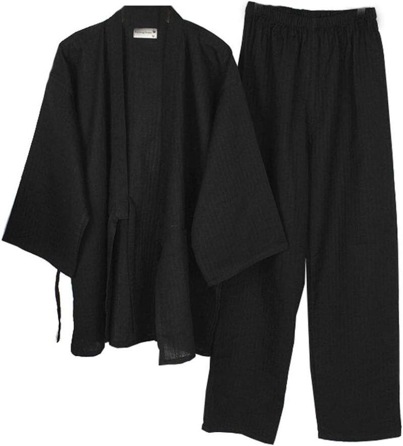 Kimono Japonais pour Homme en Coton Hanfu Ancien Pyjama Costume Grande Taille vêtements taoïstes Zen vêtements