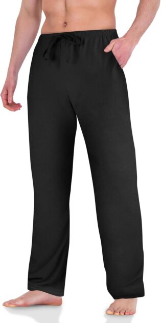 51i0sXrFxPL._AC_SL1500_.jpg AUYAO Pantalon Pyjama Homme, Vêtements de Nuit et de Détente Maison, Long de Couleur Unie/Treillis avec Cordon de Serrage
