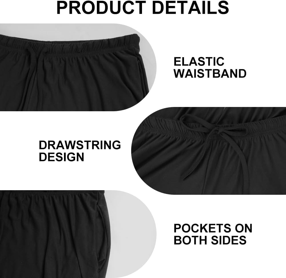 AUYAO Pantalon Pyjama Homme, Vêtements de Nuit et de Détente Maison, Long de Couleur Unie/Treillis avec Cordon de Serrage - Image 3